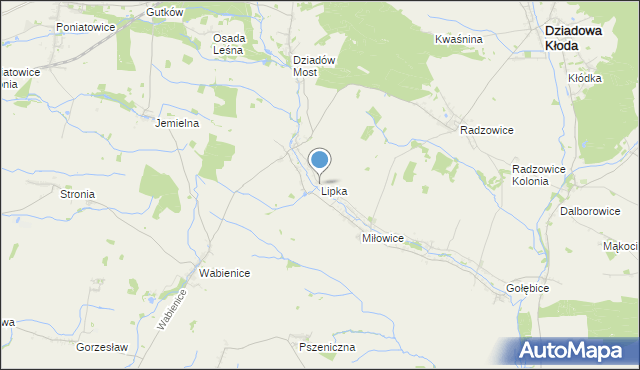 mapa Lipka, Lipka gmina Dziadowa Kłoda na mapie Targeo